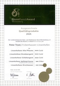 Pämierungsurkunde für Destillate 2015, Brennerei Trost, Linsenhofen